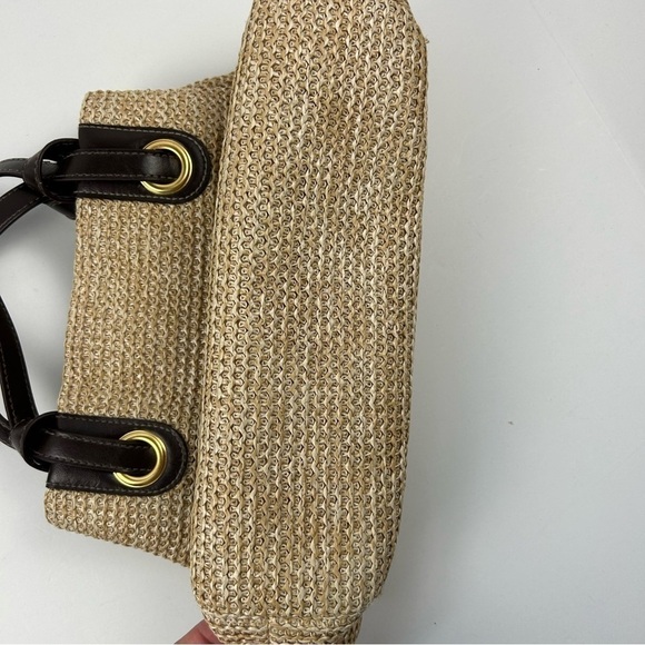 Amanda smith Woven Straw Shoulder Bag Beige with Brown Leather Straps - Picture 3 of 12